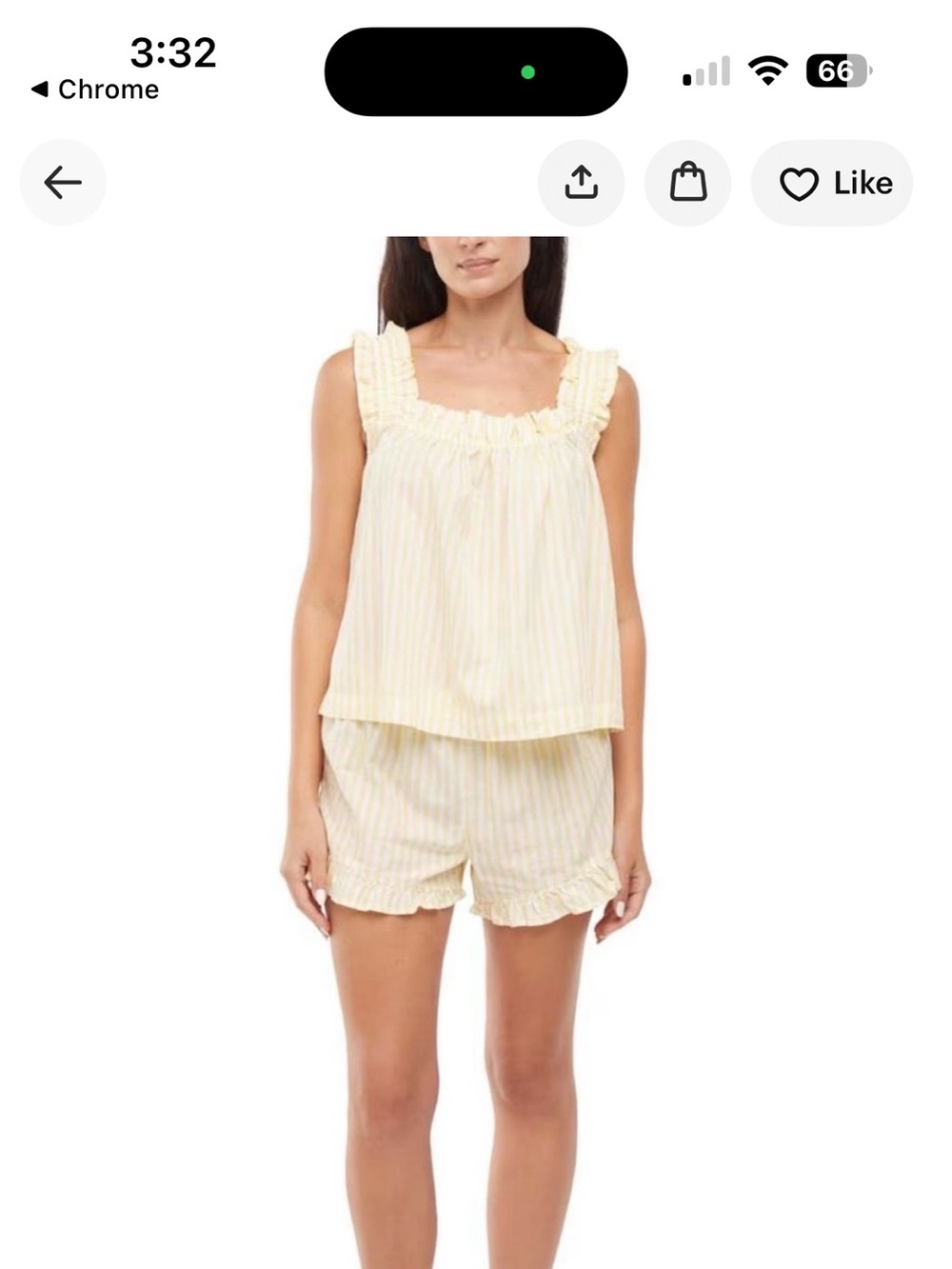 GAP Pale Yellow Striped Ruffle Tank & Short Pajama Set